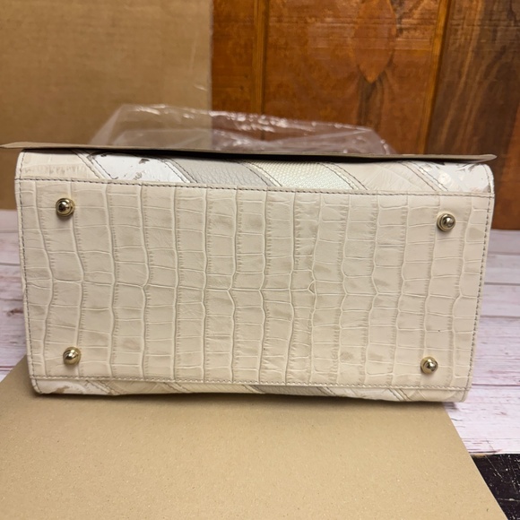 Brahmin Small Caroline Leather Satchel - Ivory Flashback - Picture 4 of 8